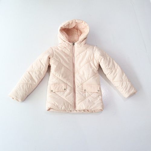 秋冬季女童长袖棉服外套连帽拉链宽松印花小童百搭薄款棉衣X11