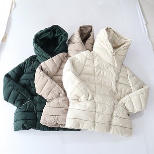 百搭短款 冬季 纯色时尚 棉服外套连帽斜拉链修身 厚棉衣X12 女长袖