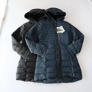 纯色时尚 冬季 羽绒服外套连帽拉链修身 长袖 百搭棉服X13 女中长款