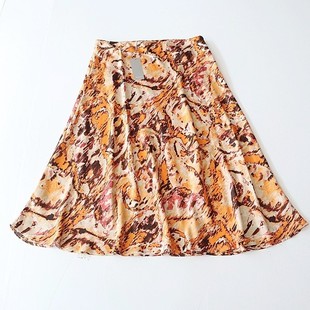 百搭A字长裙2X 女花色半身裙侧拉链宽松时尚 夏季 新品