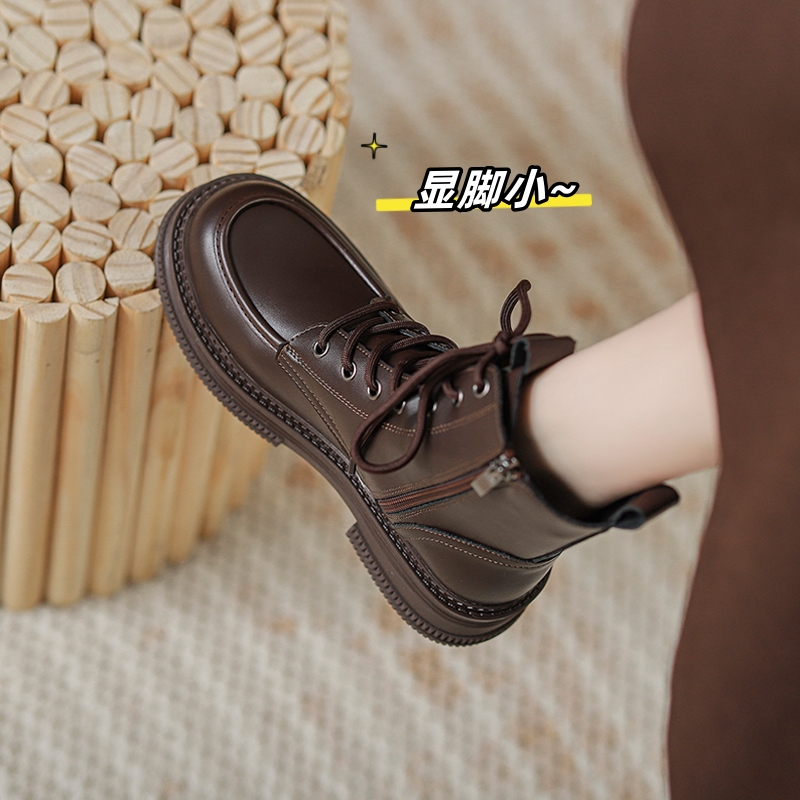 马丁靴女皮鞋真皮增高工装靴