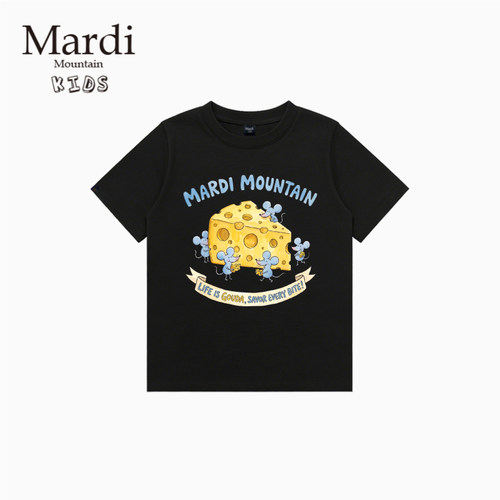 韩国新款 Mardi Mountain 男女中大童装2026夏季短袖印花纯棉t恤