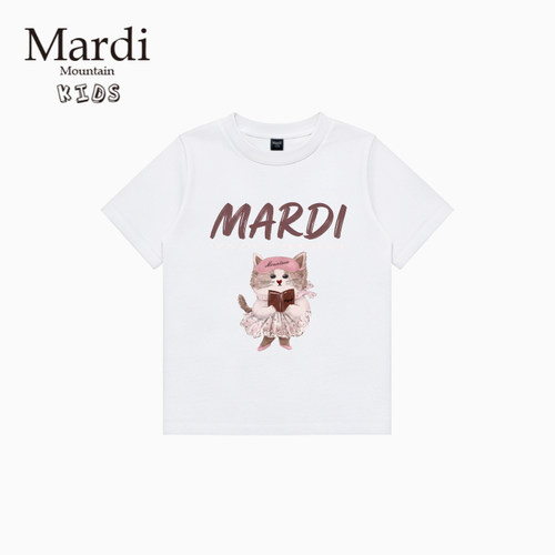 韩国新款 Mardi Mountain 男女中大童装2026夏季短袖印花纯棉t恤
