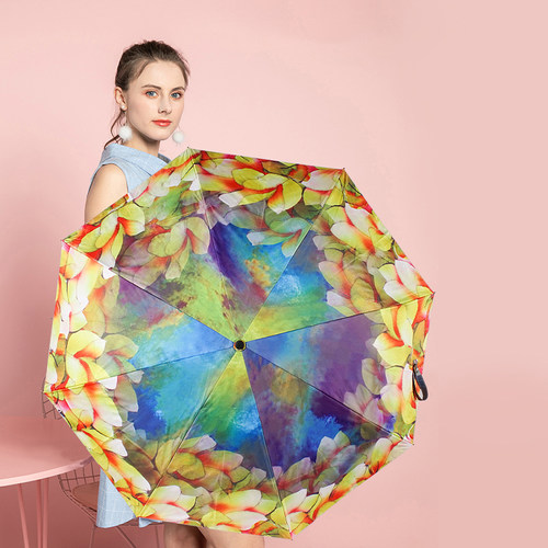 德国kobold太阳遮阳黑胶防晒伞防紫外线三折叠手动女士小巧晴雨伞