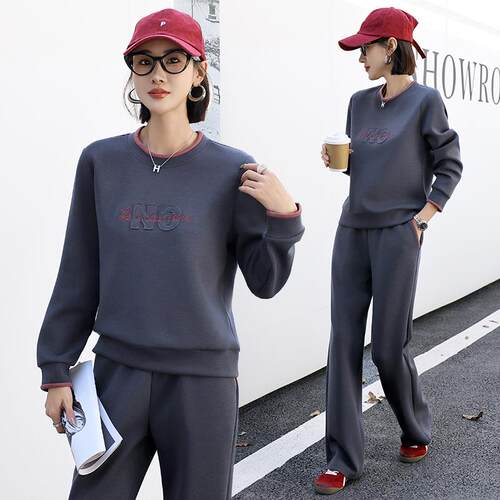 87573480休闲运动套装女春秋洋气减龄卫衣服小个子跑修货身欧步高