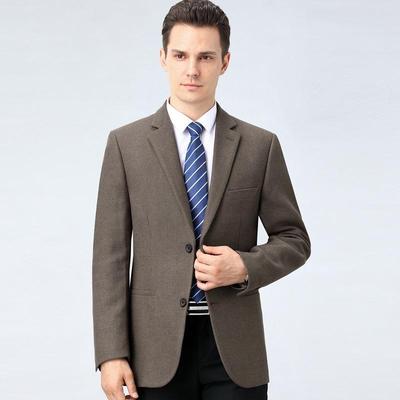 秋冬毛中年商务闲西羊装上衣单件外套男松中宽休老年男2801-JB士