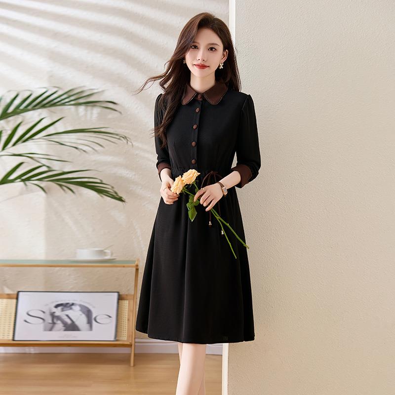 气质春秋长ZLE521Y袖连衣裙女新法款显春秋季妈妈年收腰瘦时尚式