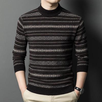 冬装加款中年男士羊绒厚衫时套头圆24151-KK领尚提毛衣保花暖羊毛