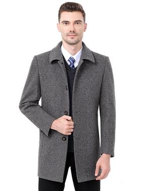 8952-=1中老年爸爸秋装上衣羊毛冬呢子男外套加厚中年士松休闲毛