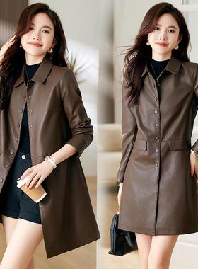 秋82801-Y2冬季套新款绵羊皮女中长减款皮龄衣时尚气质大码风衣外