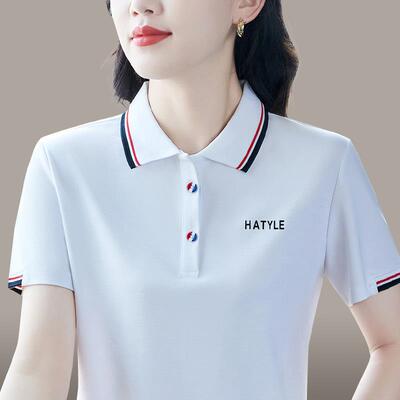 洋气短袖恤女7721841领夏装时妈妈衫棉宽尚松显瘦上衣翻纯大码绣