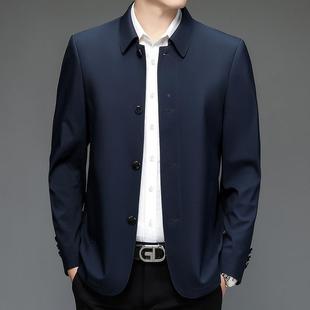 商务休装 秋2231 蚕丝翻领夹薄克款 男士 闲中年爸爸上桑衣宽松 PP季
