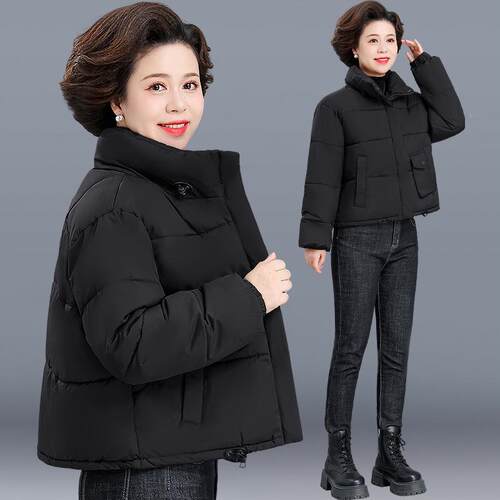 冬新时尚休闲服宽松棉衣棉短款中老包年妈妈立款84268340领加厚面