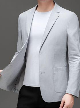 薄款单西春秋新款高端中级青休西装纯色年男士高感99123-PP闲西服