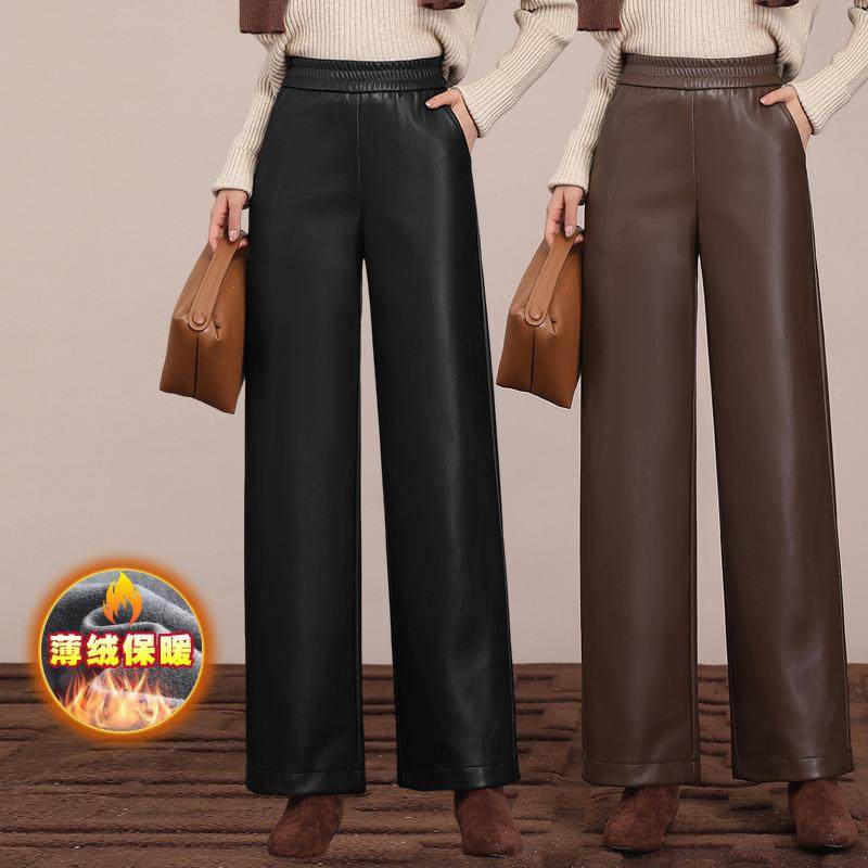品真皮皮裤女韩版时薄绒绵羊皮正闲裤大码E68637松紧腰直筒休裤尚,女装/女士精品,休闲裤,淘宝优惠券,粉丝福利购,淘宝优惠卷
