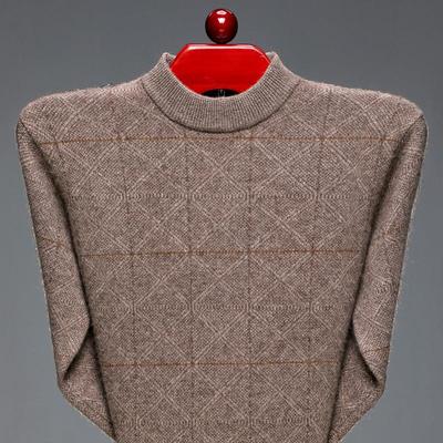 季青中年男冬士羊绒衫商务套休闲针时尚圆领加厚款头织羊9521-BN