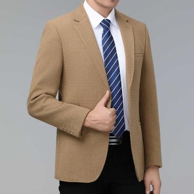 中年男士羊毛外西服套秋冬款商务休上闲西2416爸爸装衣厚款装便西