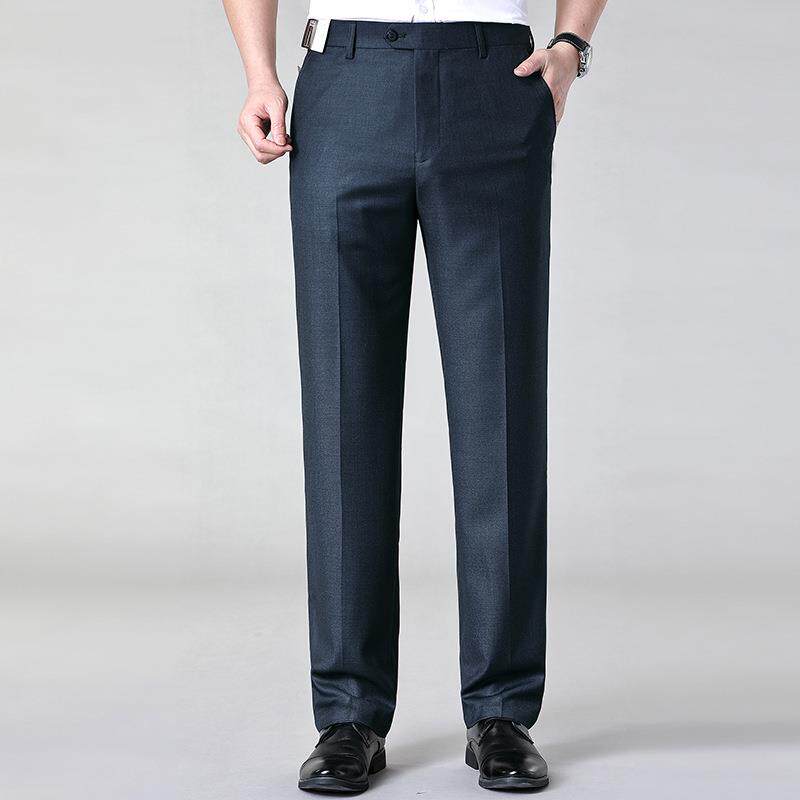桑蚕丝直西裤男春季薄款963-IU筒宽松中年休闲天长丝免夏烫西装裤