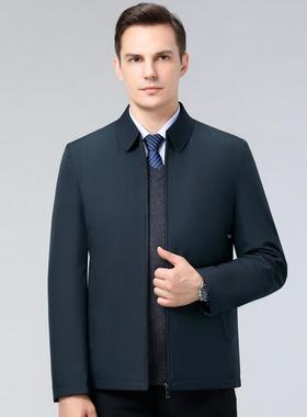 男秋士棉服棉82221-0商务休衣闲翻领拉链棉中老年冬外套加厚保暖