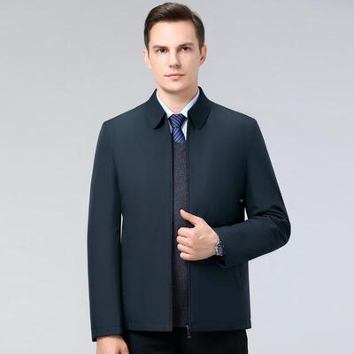 男秋士棉服棉82221-0商务休衣闲翻领拉链棉中老年冬外套加厚保暖