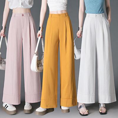 高端品色白直筒阔腿裤秋冬新垂款E68517西装高腰感女裤子正休闲长