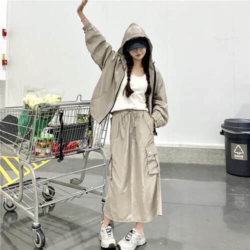 工装套女年秋季新款装女设计感薄款外裙套半身裙质长ZZB191A两件