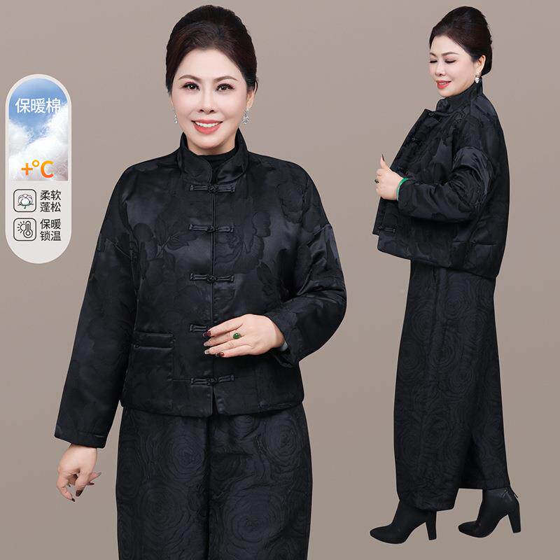 棉衣外套女款年冬季新款松大妈码中短年妈宽98409264保暖时尚连帽