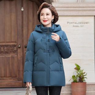 妈妈羽绒服冬季新暖款款连帽8831-L9奶奶加厚时尚保中短年人外老