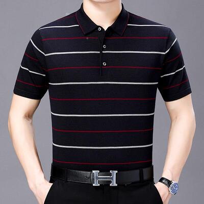 夏中短袖恤老3061-II年潮夏体恤流半袖桑蚕丝上衣男士休闲体恤季