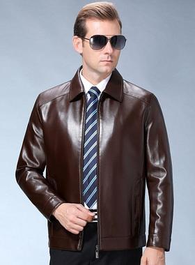 春秋冬绵海宁802-L2皮衣男外套皮中老年加绒短款领单薄大码羊翻男