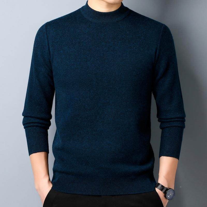秋冬新款时男羊士尚毛衫中年爸爸半针高领毛衣纯色23B609-T织衫打