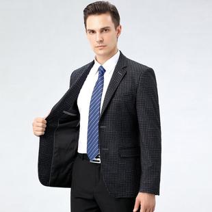 格子中年男士 新款 外套加大码 男单爸爸秋装 休闲西 中老年118西西装