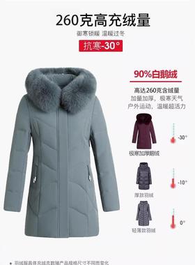 白鹅绒羽外绒服冬季48-8801款大牌高端女狐狸毛领中年妈妈加厚中