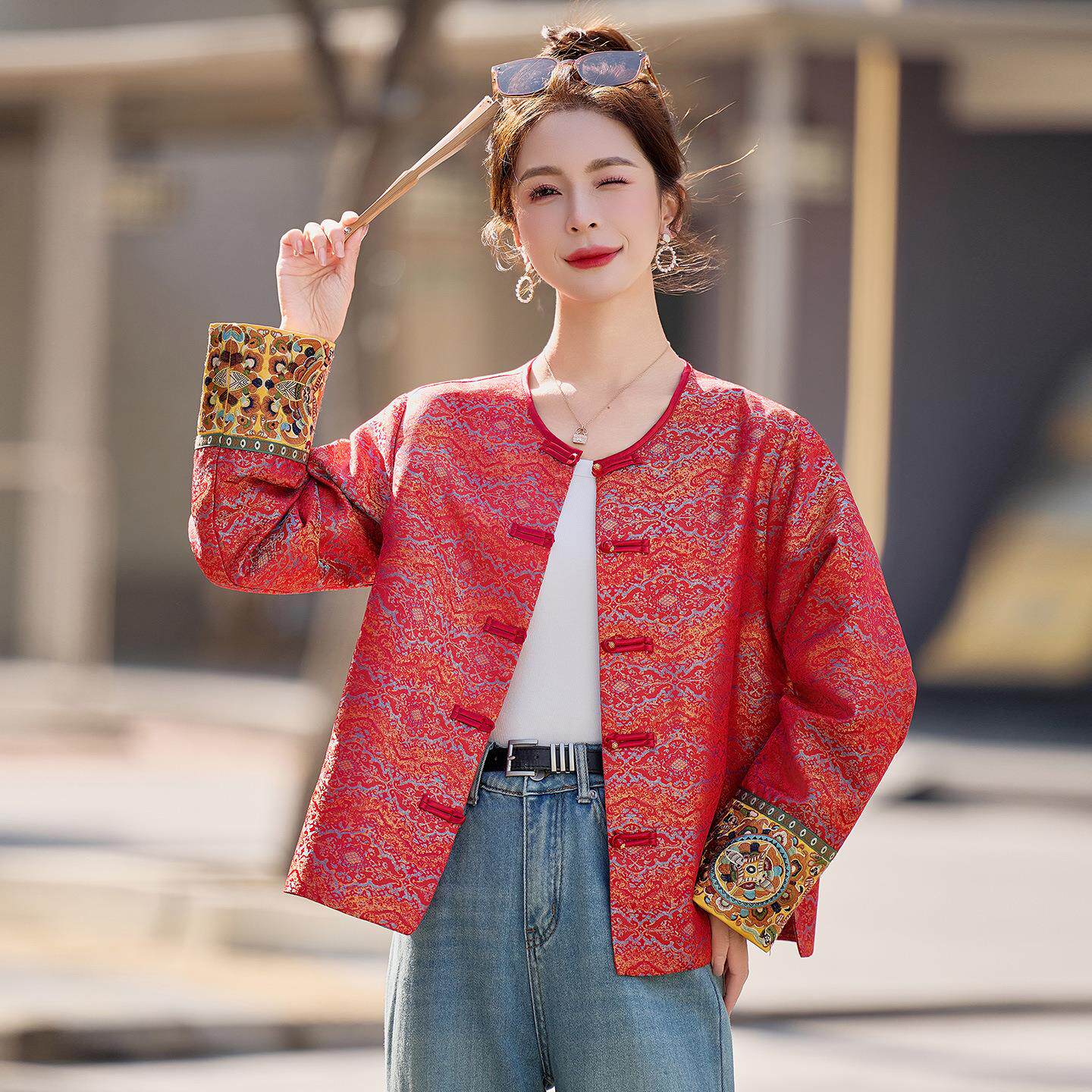 春尚季新ZQ601-01款女高级感新中国风提式花盘扣气装质时外套