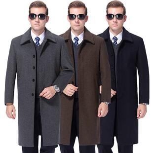 外式 冬装 羊毛套子长款 KL羊绒大衣男士 男加厚加绒保暖 中老年1305