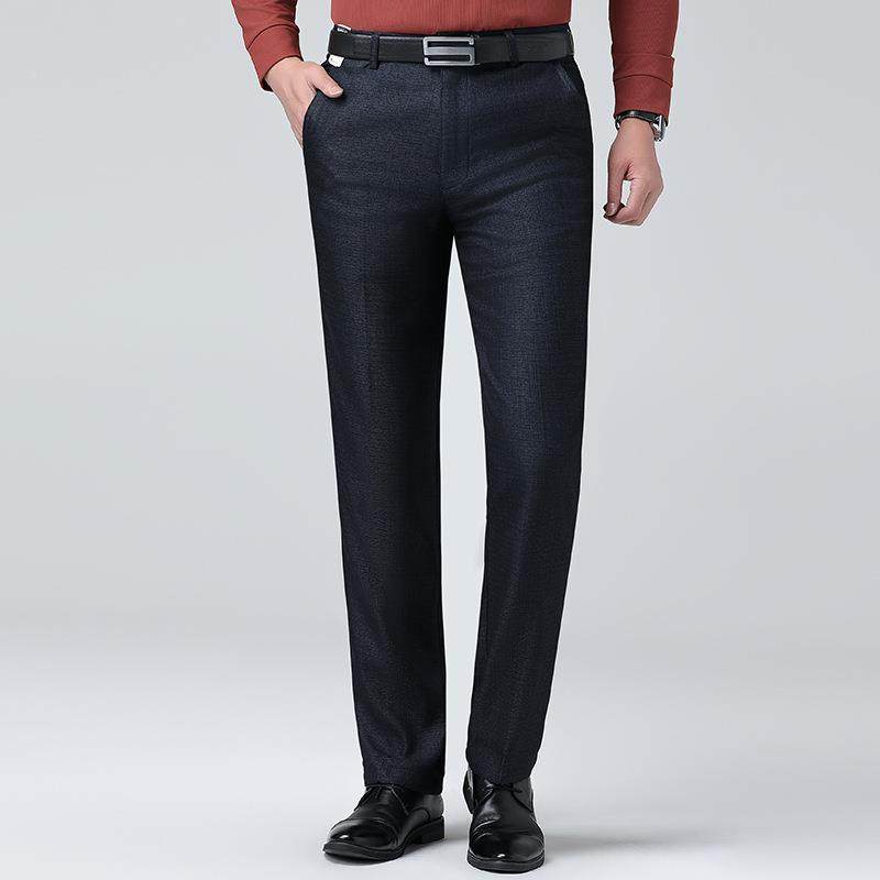秋冬342-J高档男商务闲裤直筒厚男款免烫士裤子中年爸爸装装长休