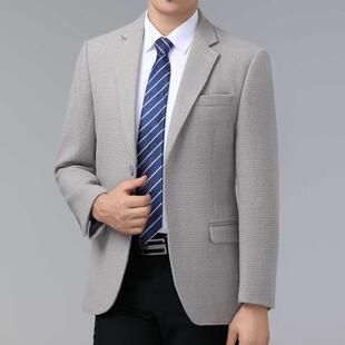 士男高端羊毛装 中2417年爸爸休闲单件便西服西外套免烫料 秋毛冬季