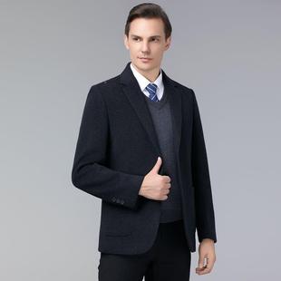 爸爸装 领可卸内胆羽绒士服加厚大码 外 NN衣男西装 双面呢毛大6802