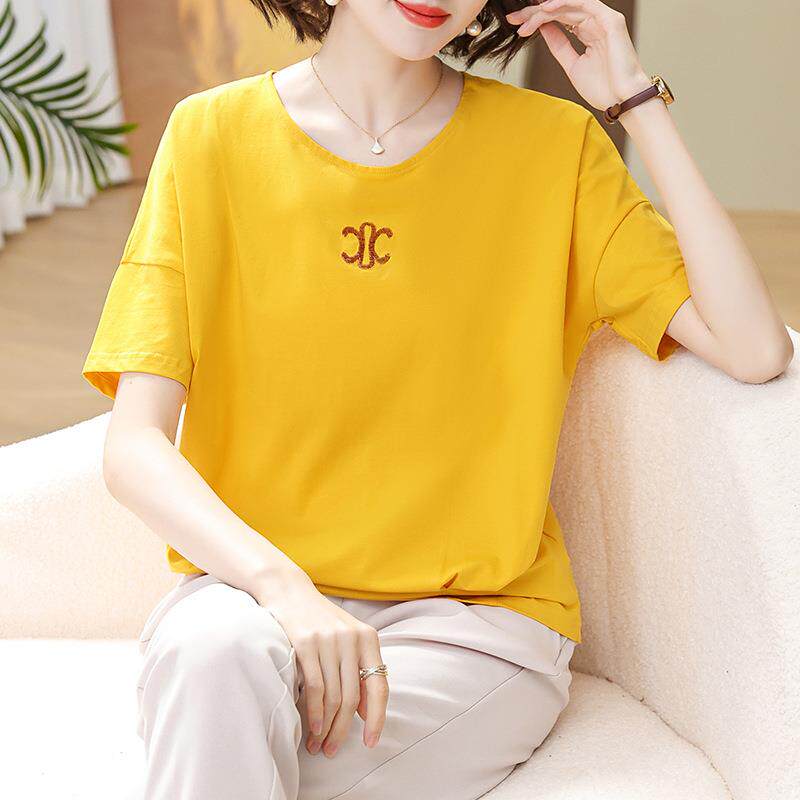 岁妈妈夏装动上人衣洋气年中女士短袖恤中运老年夏季大77967886码