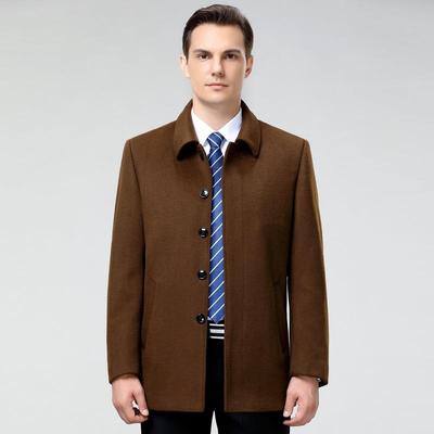 羊绒大呢衣男短款老秋冬季爸爸宽松毛子夹克中保年暖外套1918-WL