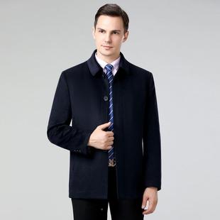 冬季男羊士夹绒年大衣商务休闲翻领中8801-亲老男式外套羽绒内胆