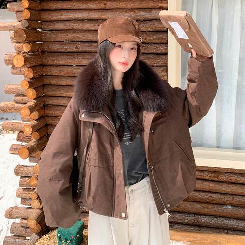新冬款时尚款暖外保套SH28802-小个子女气质狸大毛领羽绒狐服