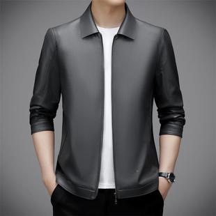 款 绵闲SK69 男外套休皮衣男机车服修身 翻领男式 韩版 士新秋冬季