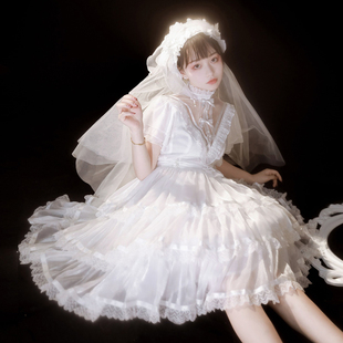 连衣裙 原创晨曦夜宴lolita优雅OP少女仙甜美花嫁小礼服夏公主短袖
