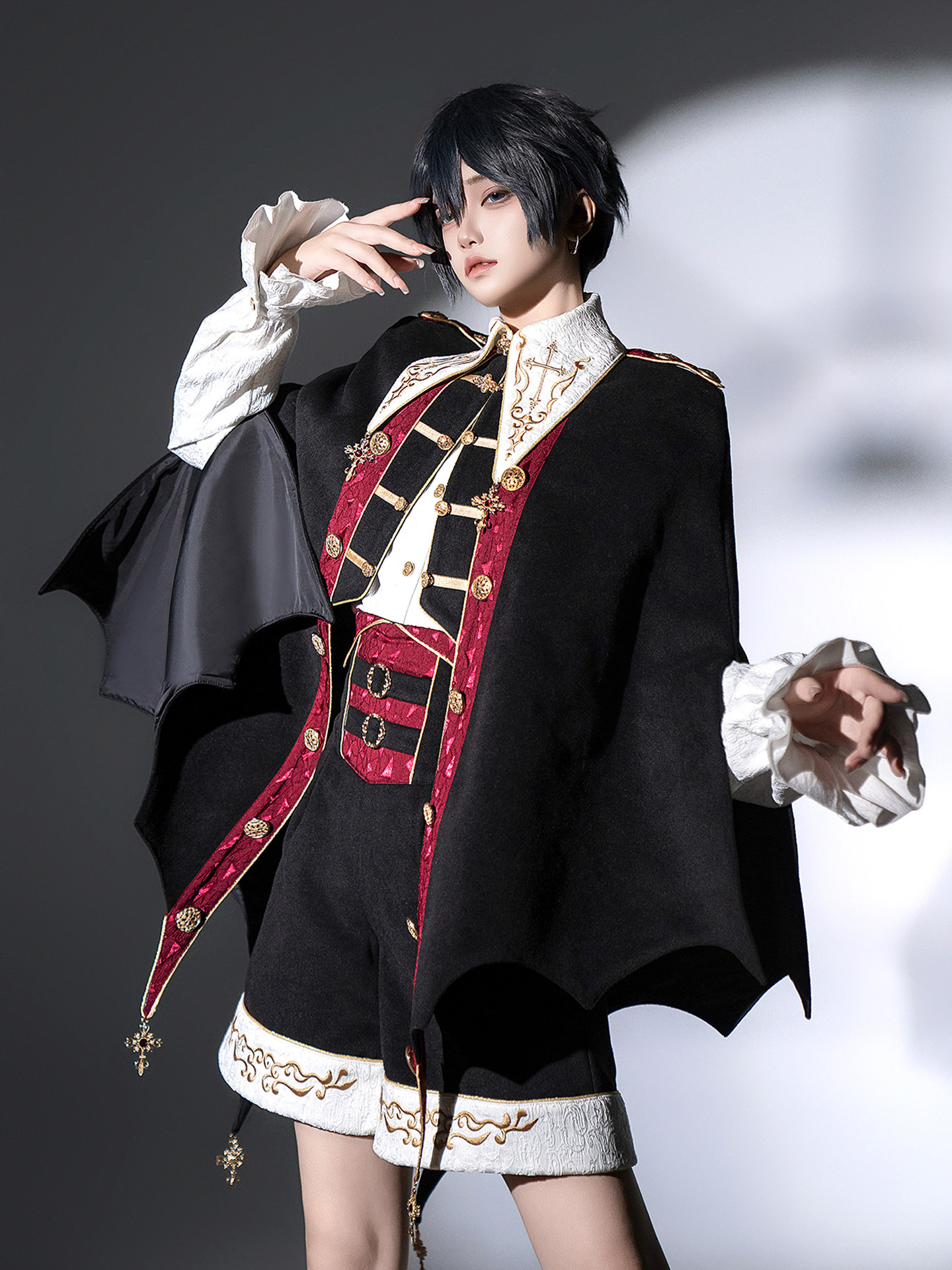 original Genuine Blood clan juvenile lolita dark Gothic young cute boy Wang Zizhuang cloak loose coat shirt shorts suit