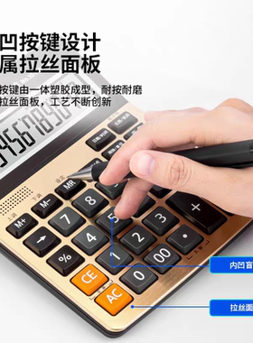 得力计算器1541A办公财务会计算器12位真人发音语音型大号计算机