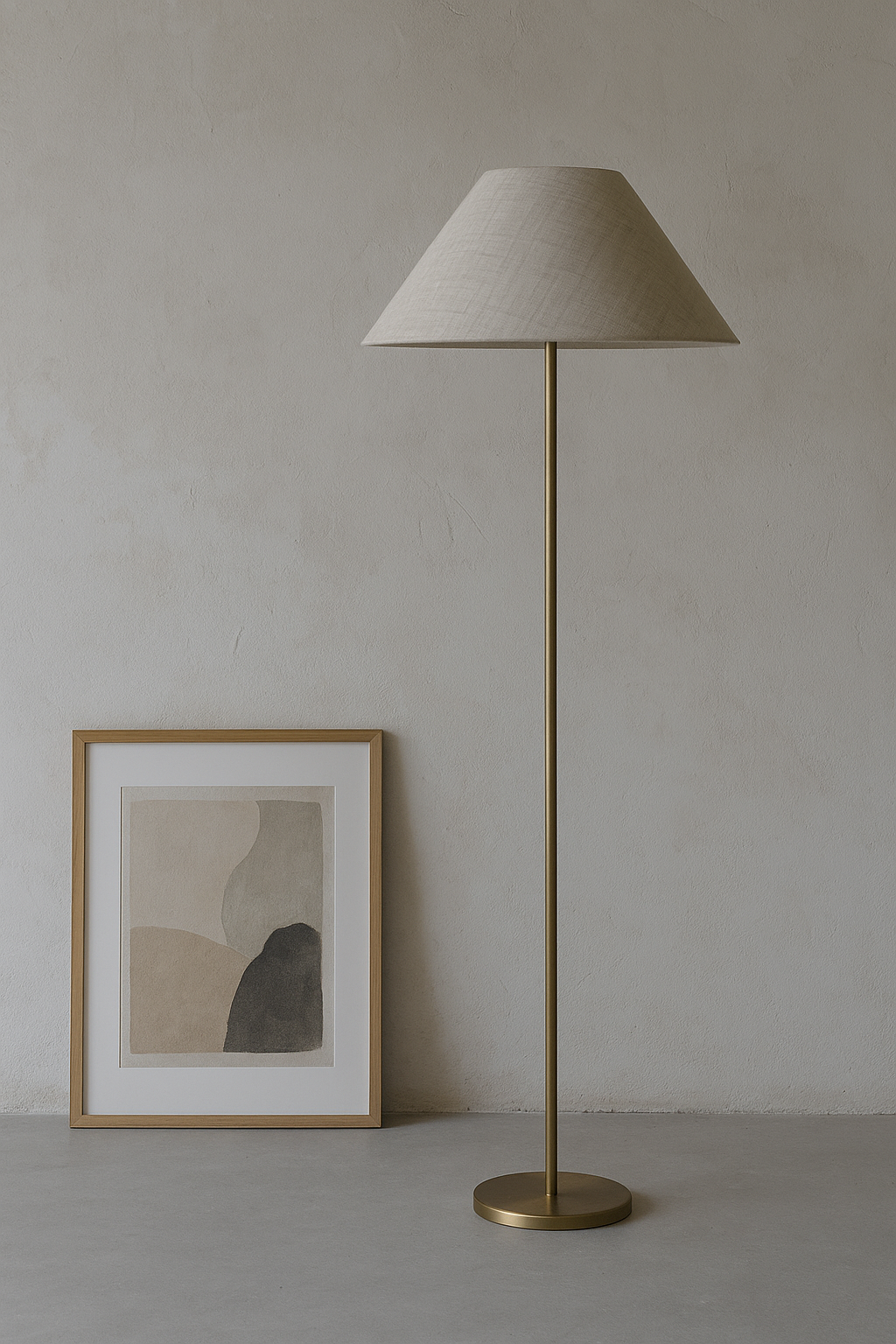 侘寂风亚麻布艺落地灯宋代美学极简主义酒店民宿客厅卧室立式台灯