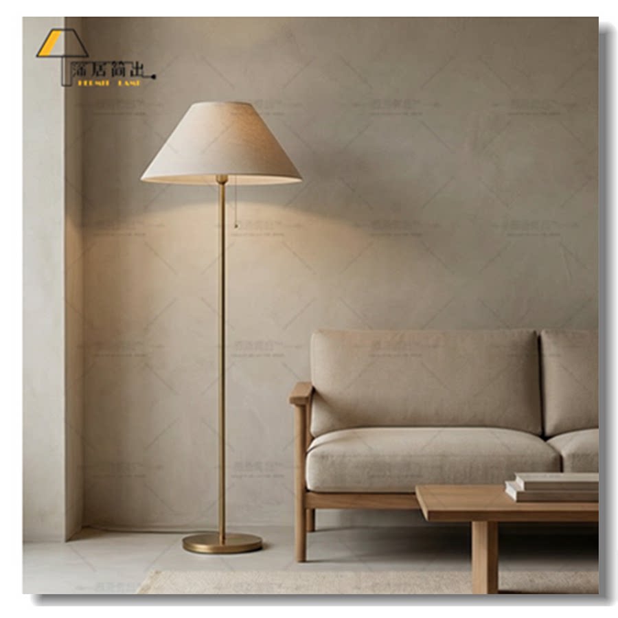 侘寂风亚麻布艺落地灯宋代美学极简主义酒店民宿客厅卧室立式台灯