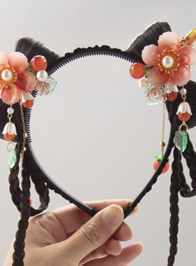 发饰发箍儿童JIAFA表演假发头箍中国风红色毛球汉服头饰流苏