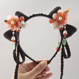 发饰发箍儿童JIAFA表演假发头箍中国风红色毛球汉服头饰流苏